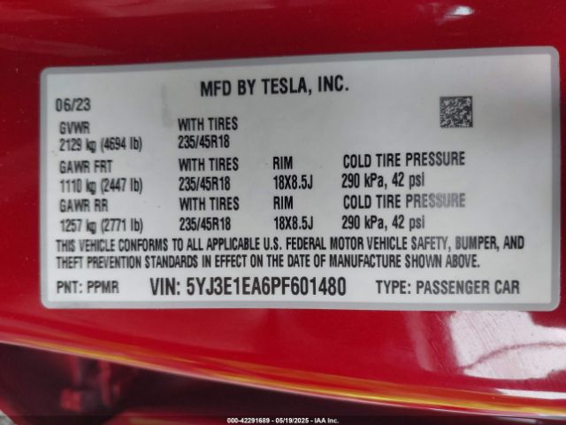 2023 TESLA MODEL 3 5YJ3E1EA6PF601480 Photo 8