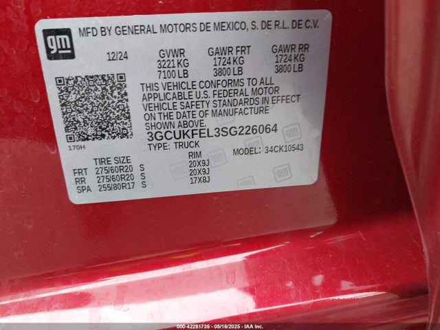 Chevrolet l87 2025 3GCUKFEL3SG226064 Image 9