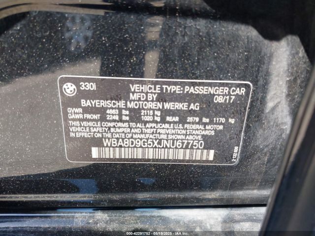 2018 BMW 330I WBA8D9G5XJNU67750 Photo 8