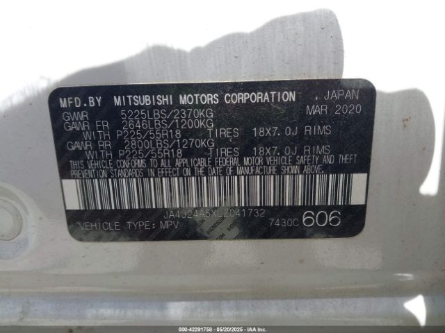 2020 MITSUBISHI OUTLANDER PHEV JA4J24A5XLZ041732 Photo 8