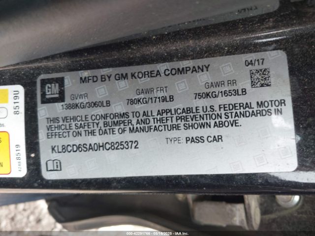 KL8CD6SA0HC825372 Chevrolet Spark 1lt Cvt