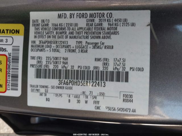 3FA6P0HD5ER122413 Ford FUSION SE