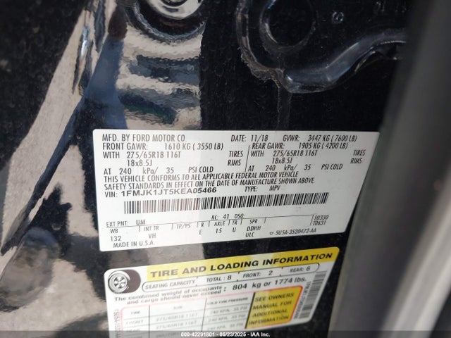 1FMJK1JT5KEA05466 Ford 3.5l gtdi