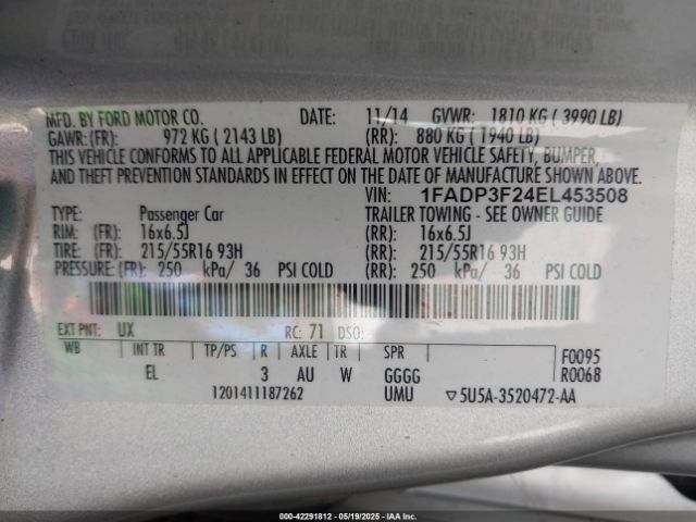 1FADP3F24EL453508 Ford FOCUS SE
