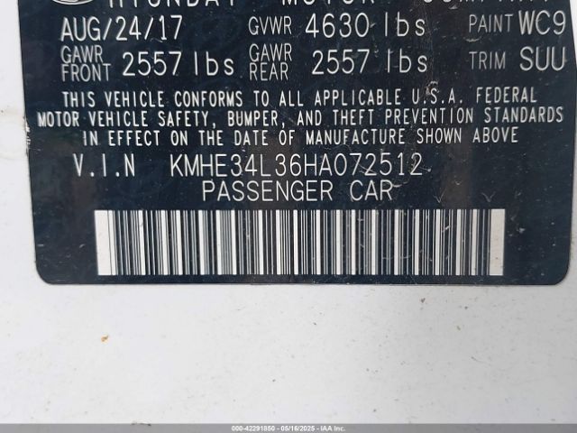 KMHE34L36HA072512 Hyundai Sonata Hybrid Limited