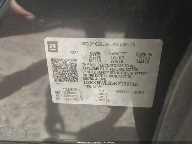 1GKKNWLS5KZ139716 GMC Acadia Slt-2