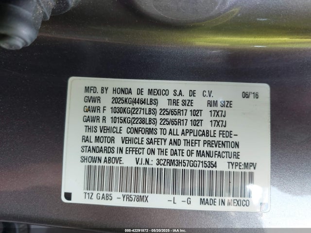 3CZRM3H57GG715354 Honda CR-V EX