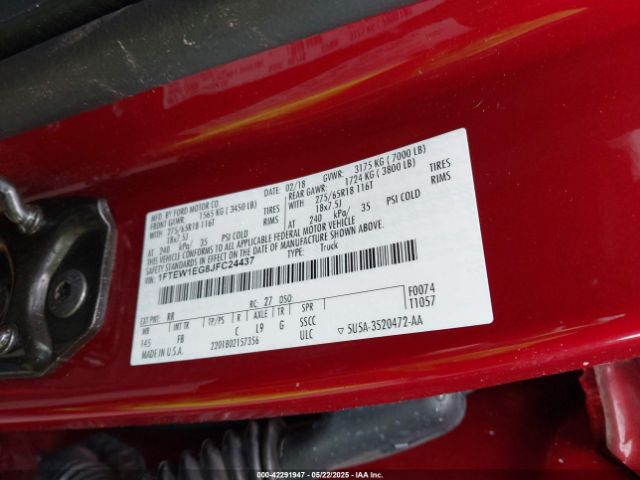 1FTEW1EG8JFC24437 Ford F-150 Xlt
