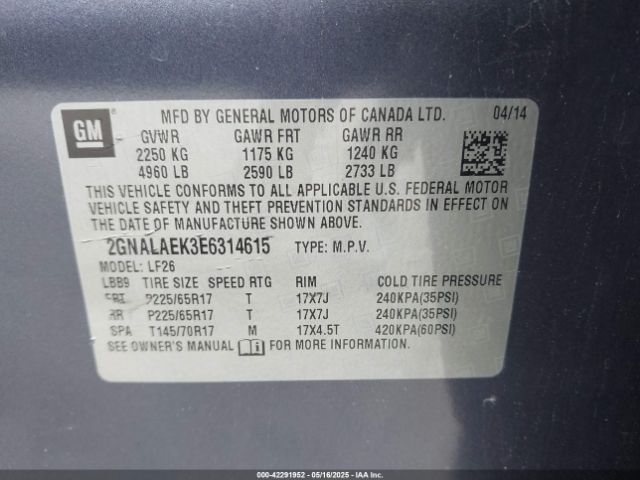 2GNALAEK3E6314615 Chevrolet EQUINOX LS