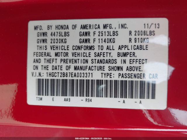 1HGCT2B87EA003371 Honda Accord Ex-l V-6