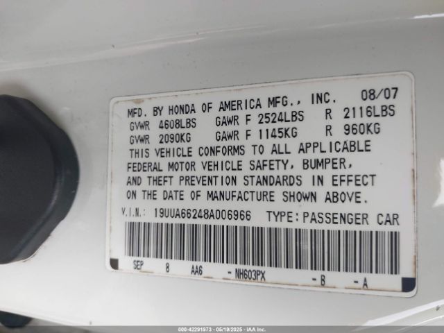 2008 ACURA TL 19UUA66248A006966 Photo 8