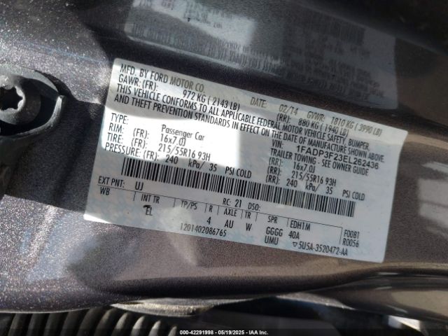1FADP3F23EL262436 Ford FOCUS SE