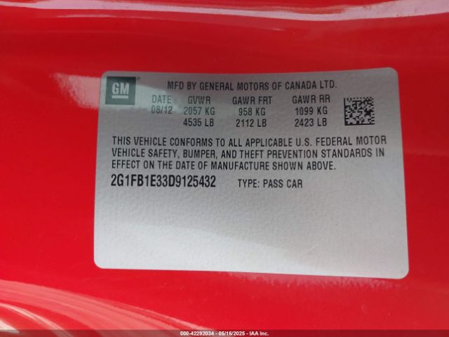 2013 CHEVROLET CAMARO 2G1FB1E33D9125432 Photo 8