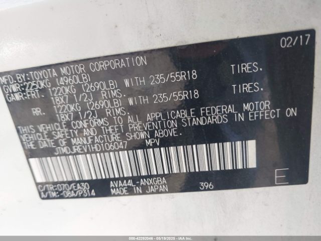 JTMDJREV1HD106047 Toyota Rav4 Hybrid Limited