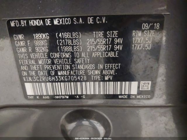 3CZRU6H33KG705428 Honda HR-V LX