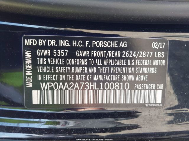 2017 PORSCHE PANAMERA WP0AA2A73HL100810 Photo 8