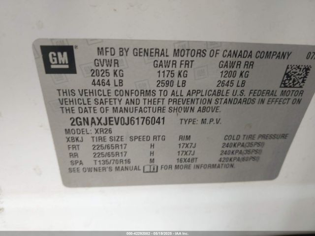 2018 CHEVROLET EQUINOX 2GNAXJEV0J6176041 Photo 8