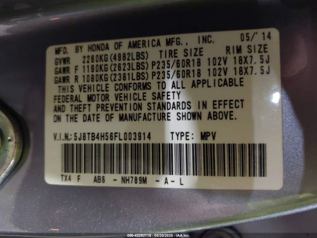 5J8TB4H56FL003914 Acura RDX