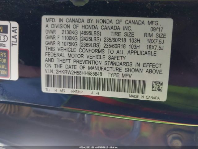 2HKRW2H58HH685848 Honda CR-V EX
