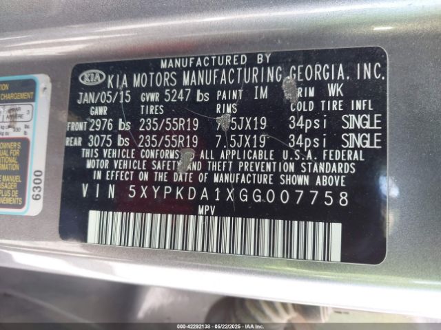 5XYPKDA1XGG007758 KIA dohc t-gdi theta ii