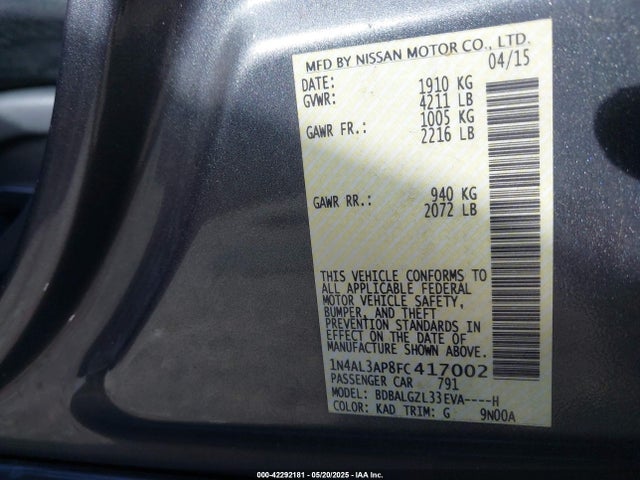 Nissan 2015 2015 1N4AL3AP8FC417002 Image 9