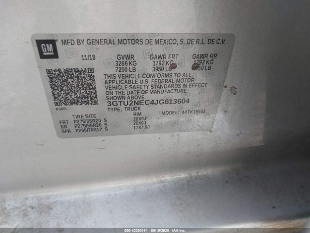 3GTU2NEC4JG613604 GMC Sierra 1500 Slt