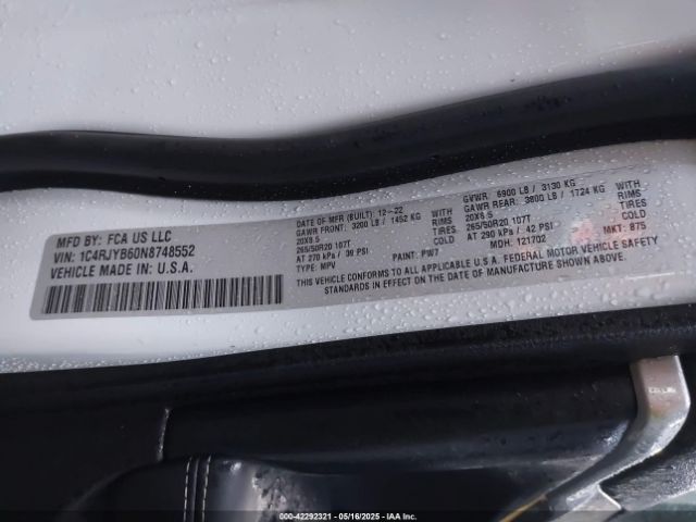 1C4RJYB60N8748552 Jeep Grand Cherokee