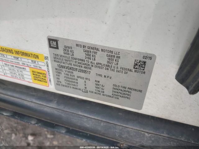 1GNKVGKD2FJ280517 Chevrolet llt