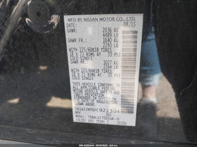 5N1AT2MT6FC922304 Nissan Rogue Sl