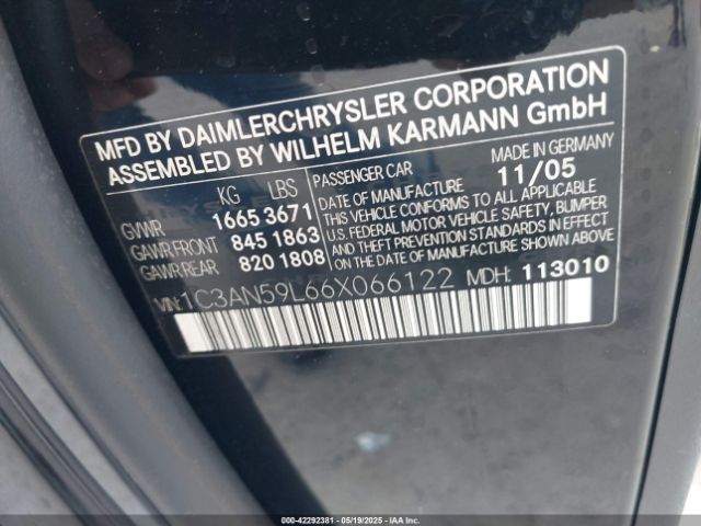 2006 CHRYSLER CROSSFIRE 1C3AN59L66X066122 Photo 8