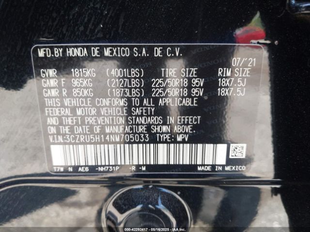 2022 HONDA HR-V 3CZRU5H14NM705033 Photo 8