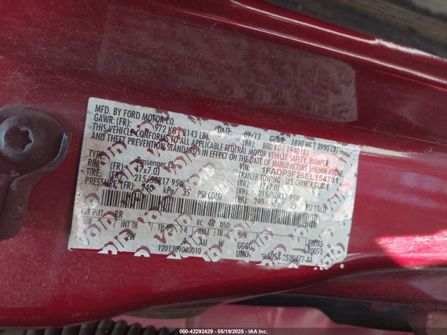 Ford FOCUS SE 2014 1FADP3F26EL154781 Image 9