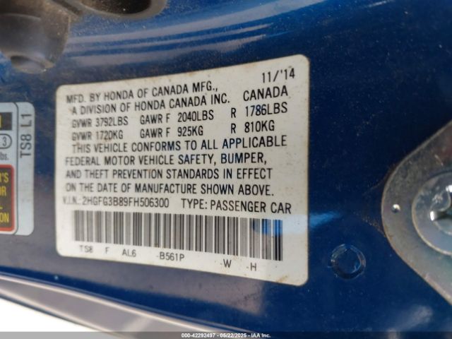2HGFG3B89FH506300 Honda CIVIC EX