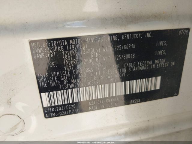 2020 TOYOTA RAV4 HYBRID 4T3EWRFV0LU008448 Photo 8