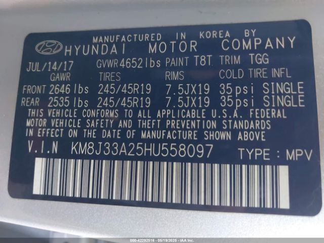 2017 HYUNDAI TUCSON KM8J33A25HU558097 Photo 8