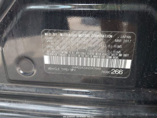 2017 MITSUBISHI OUTLANDER JA4AD2A33HZ047649 Photo 8