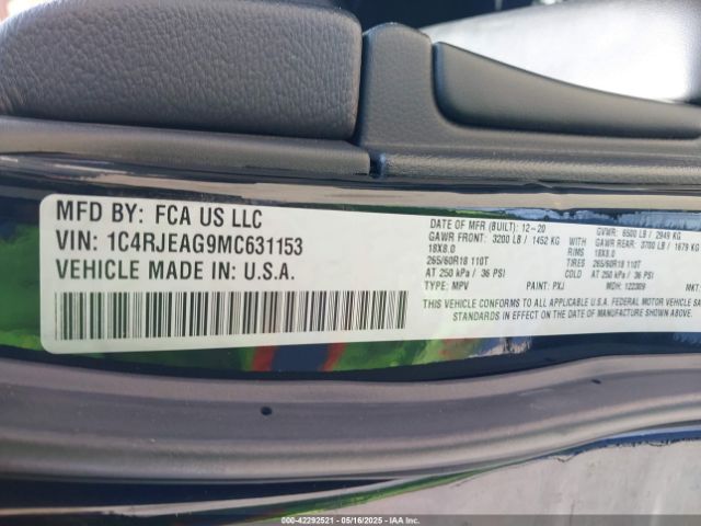 2021 JEEP GRAND CHEROKEE 1C4RJEAG9MC631153 Photo 8