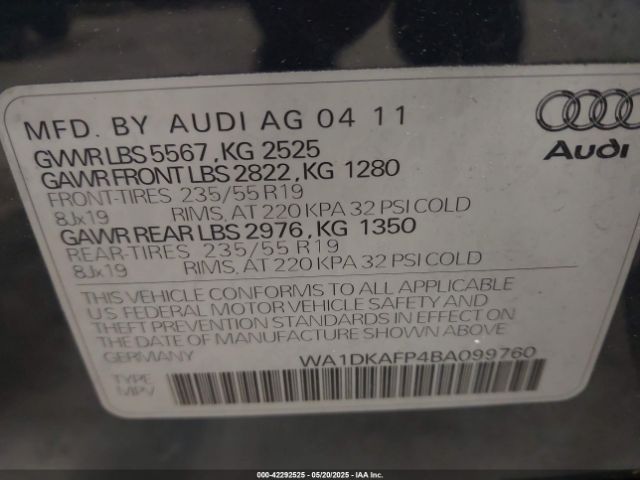 2011 AUDI Q5 WA1DKAFP4BA099760 Photo 8