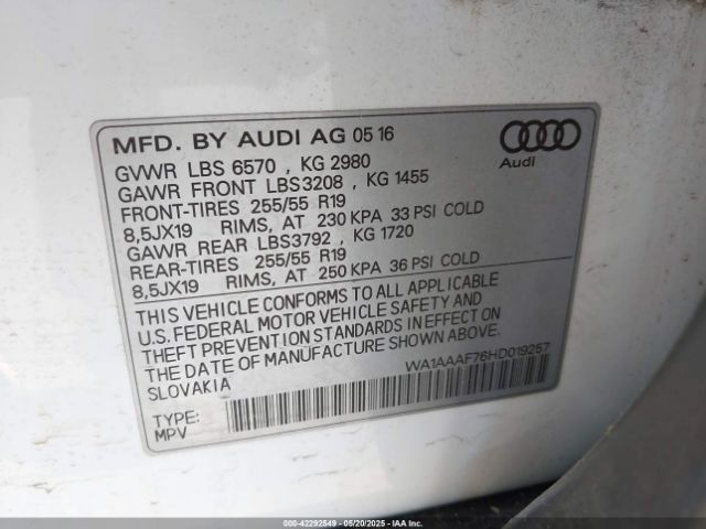 WA1AAAF76HD019257 Audi Q7 3.0t Premium