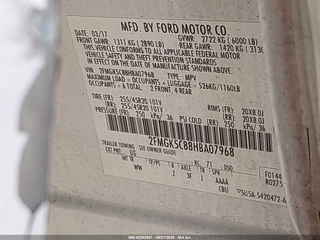 2FMGK5C88HBA07968 Ford 2017