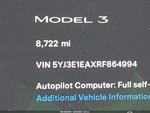 5YJ3E1EAXRF864994 Tesla 2024