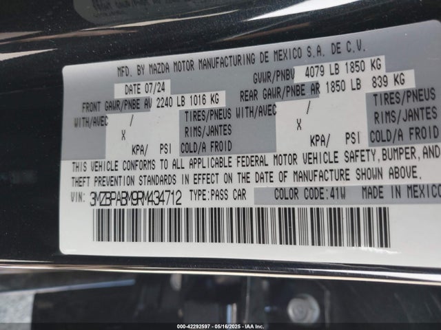 3MZBPABM9RM434712 Mazda pyukd