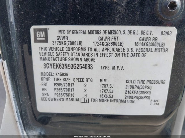 2003 CADILLAC ESCALADE EXT 3GYEK63N93G254083 Photo 8