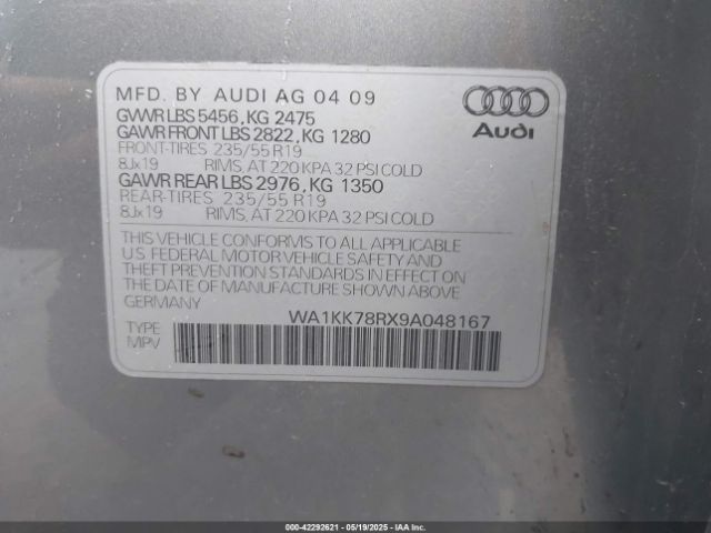 2009 AUDI Q5 WA1KK78RX9A048167 Photo 8