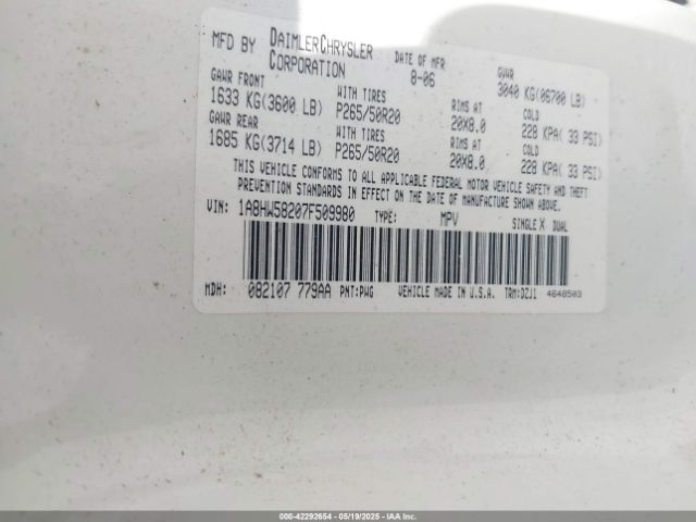 2007 CHRYSLER ASPEN 1A8HW58207F509980 Photo 8