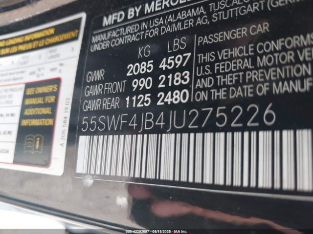 55SWF4JB4JU275226 Mercedes-Benz C 300