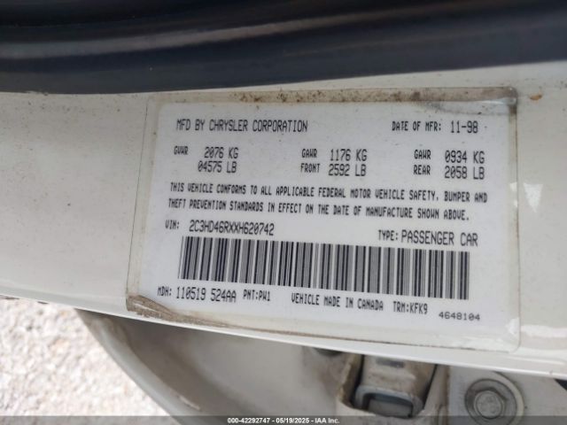 1999 CHRYSLER CONCORDE 2C3HD46RXXH620742 Photo 8