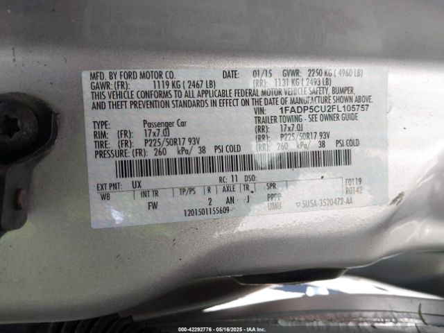 1FADP5CU2FL105757 Ford C-max Energi Sel