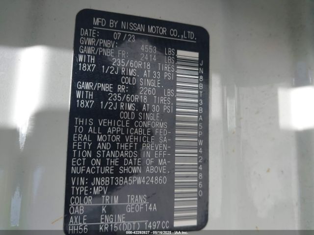 JN8BT3BA5PW424860 Nissan Rogue Sv Fwd