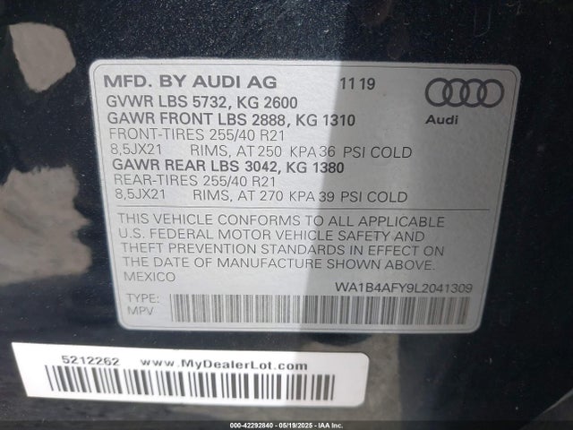 2020 AUDI SQ5 WA1B4AFY9L2041309 Photo 8